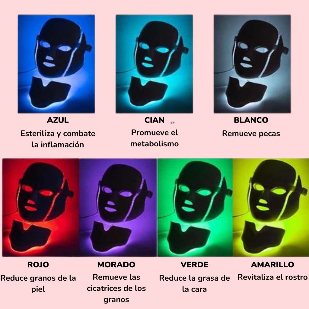 RUBÍ - Máscara Fototerapia LED 7 Colores de Luxe