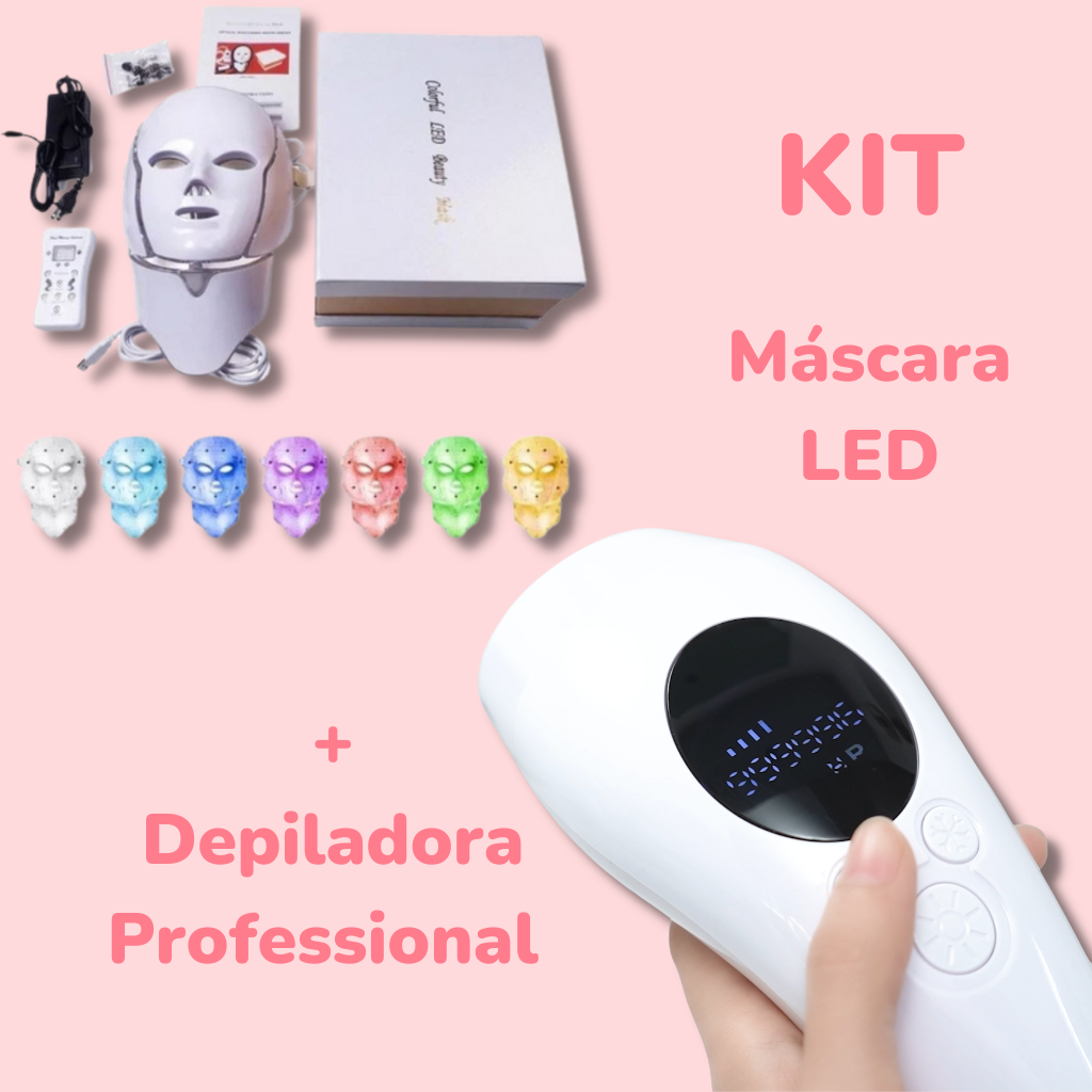 KIT Depiladora Láser Professional 1 Millón flashes + RUBÍ Máscara LED